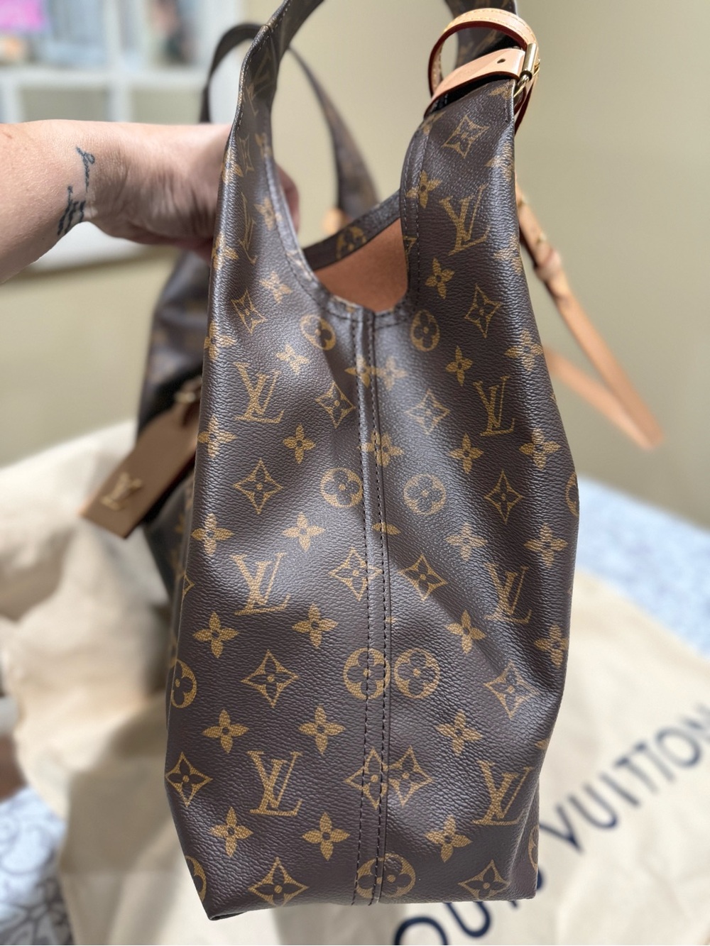 Louis Vuitton Monogram Canvas Hobo Shoulder Bag in Brown and Natural - Picture 5 of 16